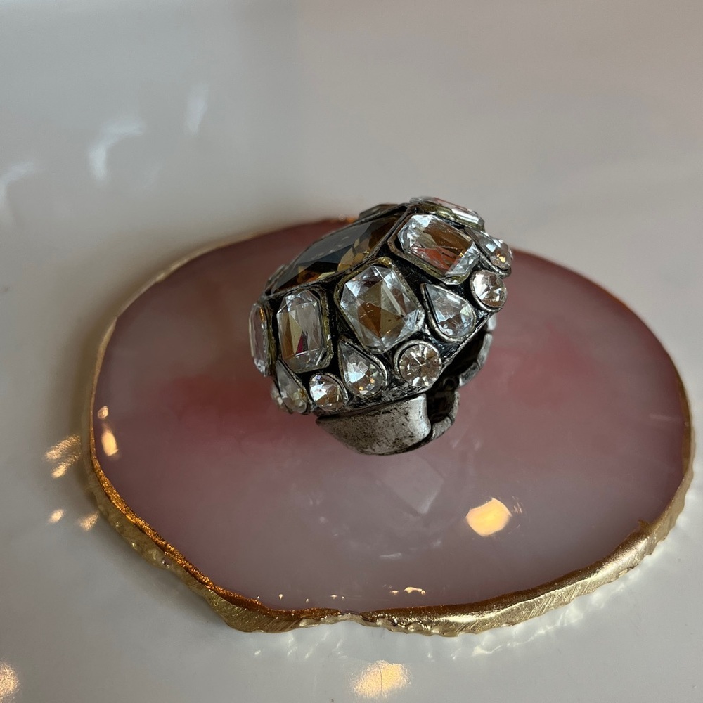 Silver And Crystal Large Statement Ring - image 3